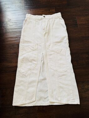 Zara Cream High-Waist Denim Skirt